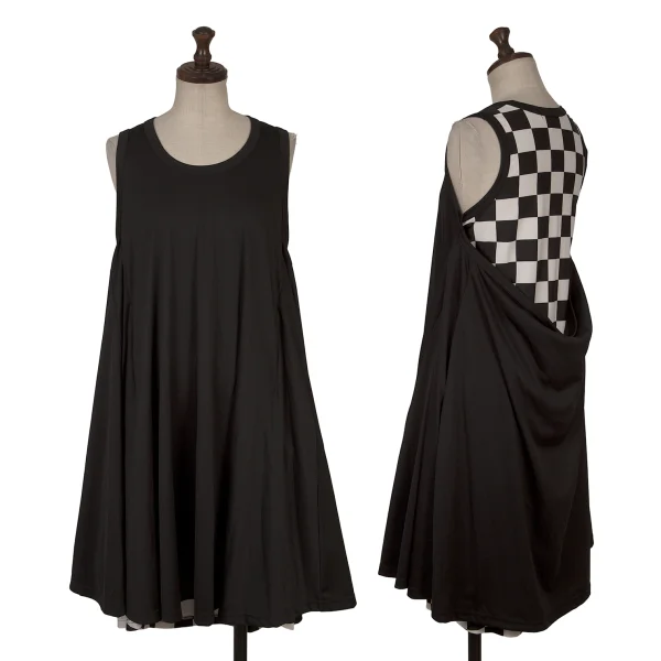 COMME des GARCONS Checker Draped Switching Stretch Dress Black,White XS K-166406_001