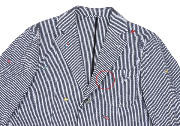 Papas+ Flag Embroidery Seersucker Stripe Jacket K-166411_002