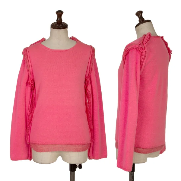 COMME des GARCONS Multi-material Outseam Switching Knit Sweater Pink XS K-166422_001