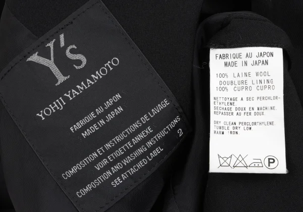 Y's Wool Gabardine Peaked Lapel Jacket K-166424_012