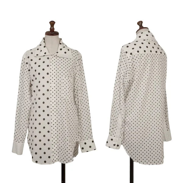 Y's Multi Dot Printed Cotton Shirt White 1 K-166443_001