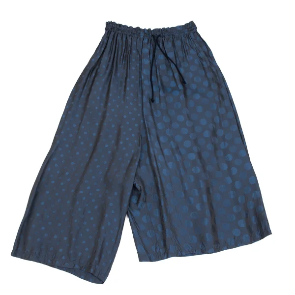Y's Dot Jacquard Asymmetry Cupra Dropped Crotch Pants Blue 1 K-166444_001