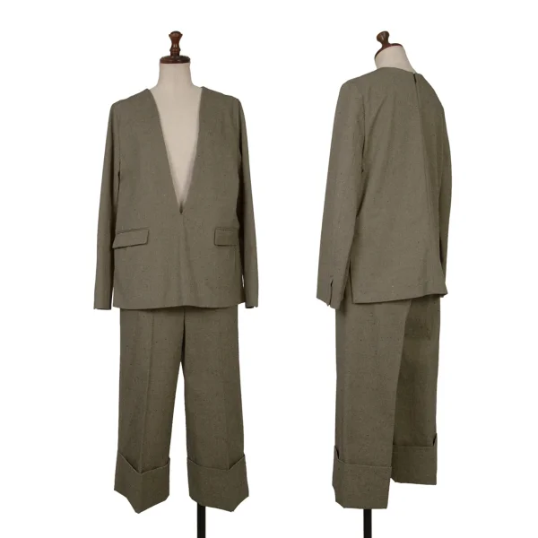 Demi-Luxe BEAMS Nep Pullover Jacket & Pants Beige 36 34 K-166461_001