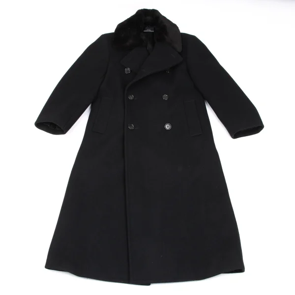 tricot COMME des GARCONS Melton Wool Fur Collar Detachable Coat K-166469_002