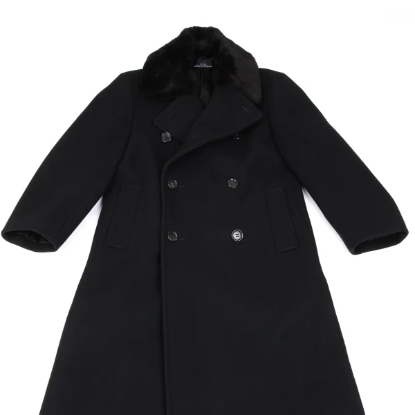 tricot COMME des GARCONS Melton Wool Fur Collar Detachable Coat K-166469_003