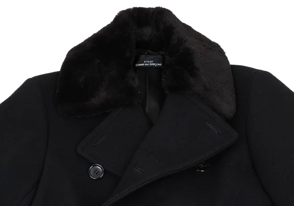 tricot COMME des GARCONS Melton Wool Fur Collar Detachable Coat K-166469_004