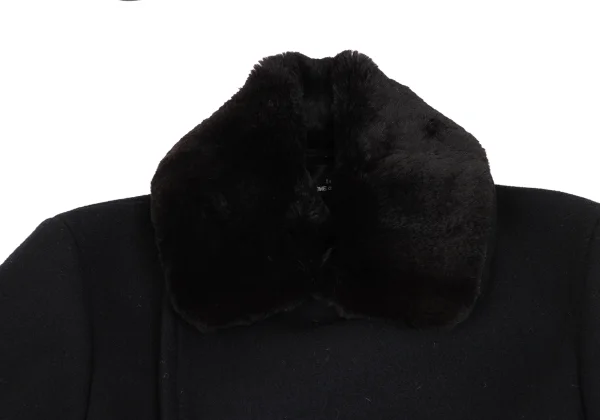 tricot COMME des GARCONS Melton Wool Fur Collar Detachable Coat K-166469_005