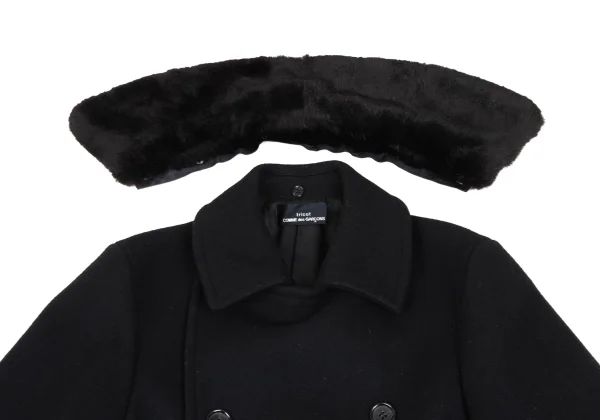 tricot COMME des GARCONS Melton Wool Fur Collar Detachable Coat K-166469_006