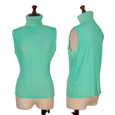 PLEATS PLEASE Pleated Turtleneck Sleeveless Top