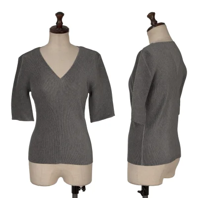 PLEATS PLEASE Crepe Pleated V-neck Short Sleeves T-shirt