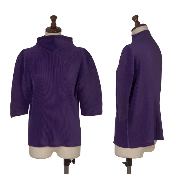 PLEATS PLEASE Crepe Pleated Short Sleeves T-shirt Purple S-M K-166491_001
