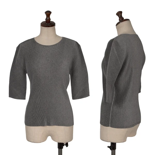 PLEATS PLEASE Crepe Pleated Short Sleeve T-shirt Grey 3 K-166497_001