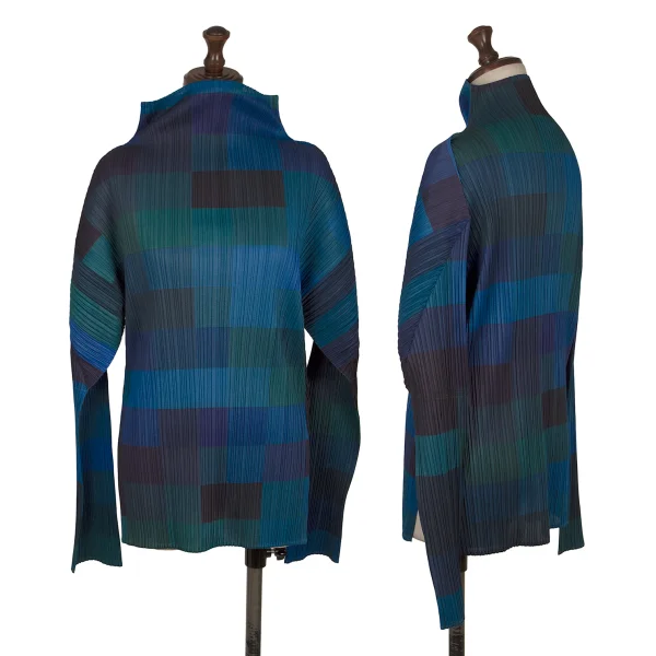 PLEATS PLEASE Printed Turtle Neck Long Sleeves T Shirt Blue,Multi-Color 4 K-166500_001