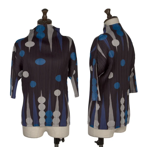 PLEATS PLEASE Geometric Printed T Shirt Purple 4 K-166501_001