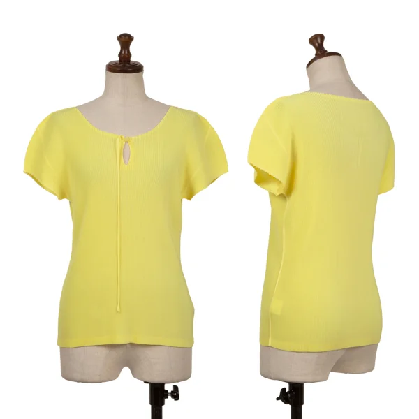 PLEATS PLEASE Crape Skipper T Shirt Yellow 3 K-166504_001
