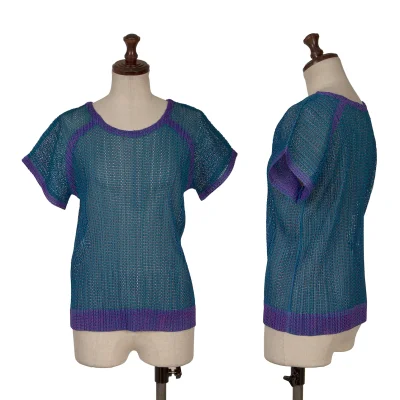 PLEATS PLEASE Mesh Bicolor Short Sleeve T-shirt