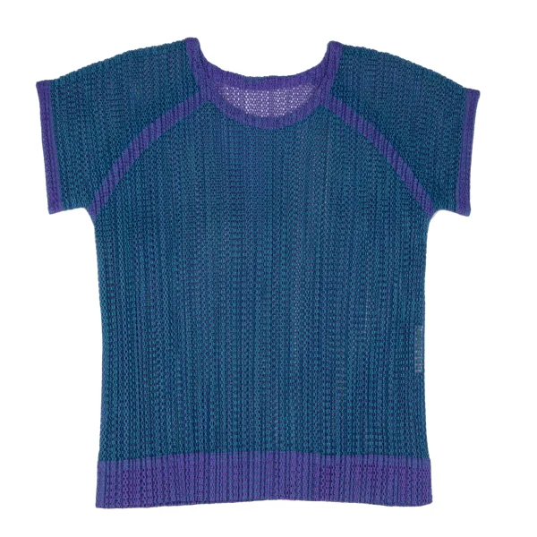 PLEATS PLEASE Mesh Bicolor Short Sleeve T-shirt K-166506_002