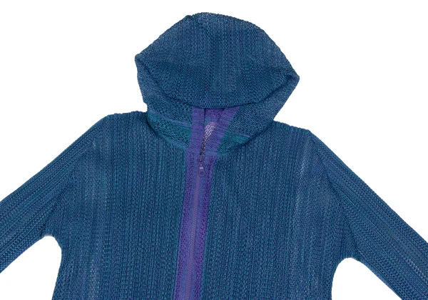 PLEATS PLEASE Mesh Bicolor Zip Hoodie K-166507_003