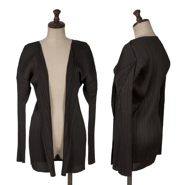 PLEATS PLEASE Pleated Buttonless Cardigan Charcoal 3 K-166509_001
