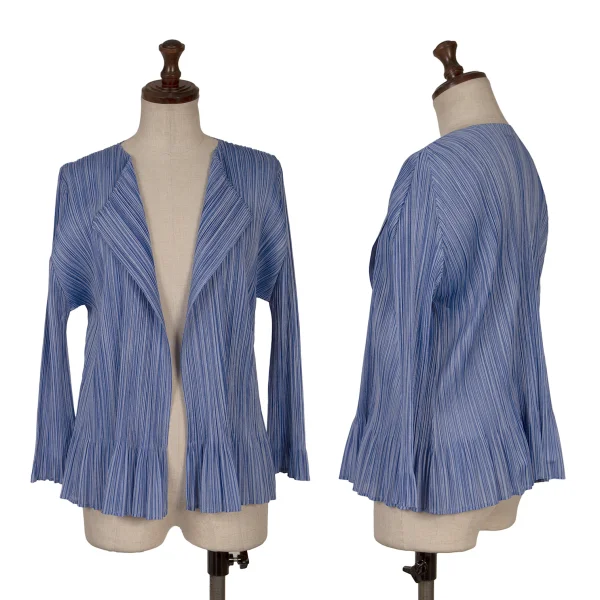 PLEATS PLEASE Pleated Gradation Flare Cardigan Blue 4 K-166511_001