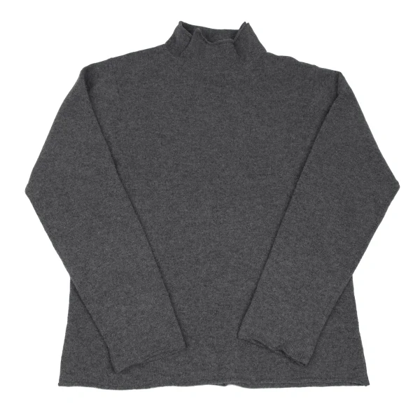 Yohji Yamamoto POUR HOMME Wool Blend Design Neck Knit Grey 3 K-166525_001