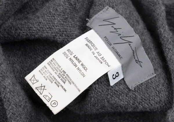 Yohji Yamamoto POUR HOMME Wool Blend Design Neck Knit K-166525_011