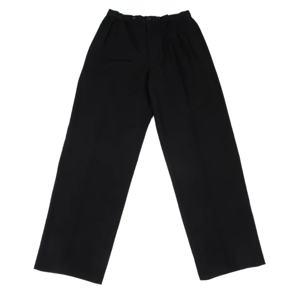 Yohji Yamamoto POUR HOMME Wool Gaba Tuck Gather Pants Black 3 K-166528_001
