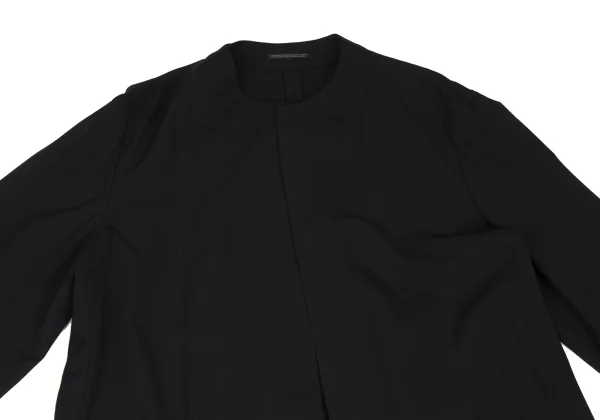 Yohji Yamamoto POUR HOMME Wool Gabardine Stitch Pocket Collarless Coat K-166532_002