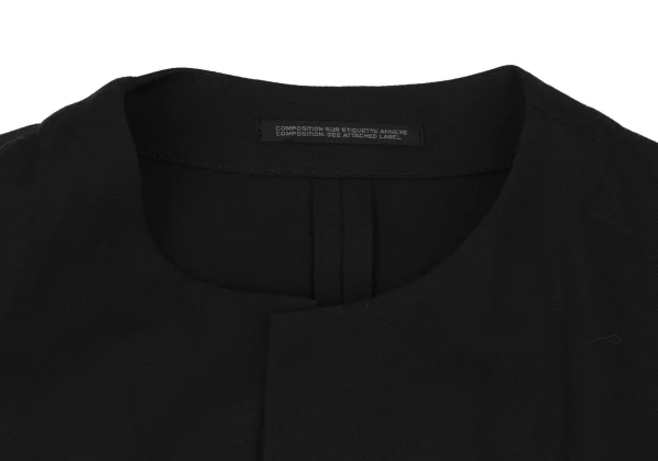 Yohji Yamamoto POUR HOMME Wool Gabardine Stitch Pocket Collarless Coat K-166532_003