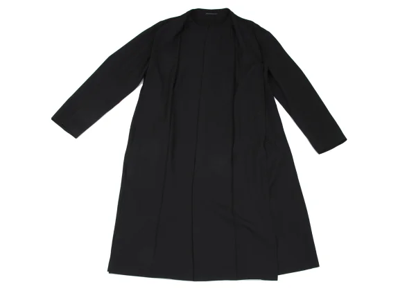 Yohji Yamamoto POUR HOMME Wool Gabardine Stitch Pocket Collarless Coat K-166532_008