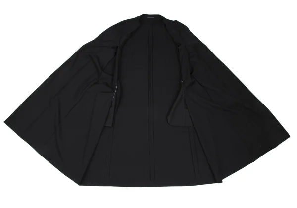 Yohji Yamamoto POUR HOMME Wool Gabardine Stitch Pocket Collarless Coat K-166532_010