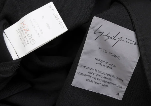 Yohji Yamamoto POUR HOMME Wool Gabardine Stitch Pocket Collarless Coat K-166532_014