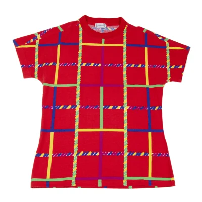 GIANNI VERSACE Colorful Plaid Printed T-shirt