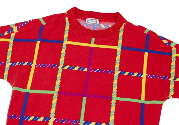 GIANNI VERSACE Colorful Plaid Printed T-shirt K-166534_002