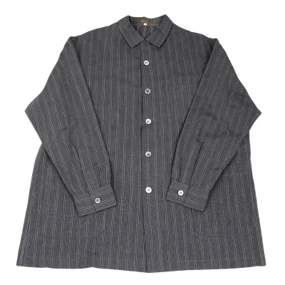 Y's for men Striped Patch Pocket Long Sleeve Open Collar Shirt