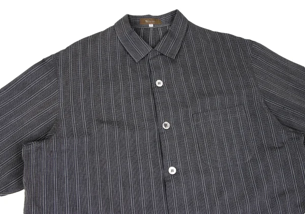 Y's for men Striped Patch Pocket Long Sleeve Open Collar Shirt K-166536_002