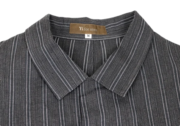 Y's for men Striped Patch Pocket Long Sleeve Open Collar Shirt K-166536_003
