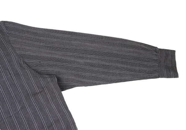 Y's for men Striped Patch Pocket Long Sleeve Open Collar Shirt K-166536_006