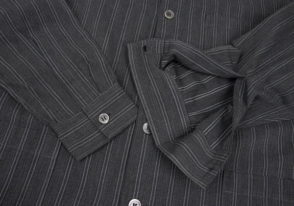 Y's for men Striped Patch Pocket Long Sleeve Open Collar Shirt K-166536_007