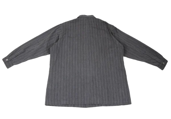 Y's for men Striped Patch Pocket Long Sleeve Open Collar Shirt K-166536_011