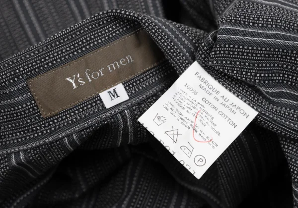 Y's for men Striped Patch Pocket Long Sleeve Open Collar Shirt K-166536_013