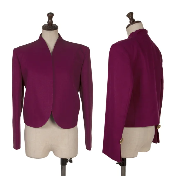 Christian Dior Wool Collarless Short Jacket Purple S K-166539_001