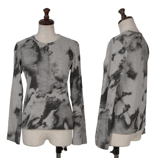 COMME des GARCONS Cotton Dye Pattern Long Sleeve T-shirt Grey,Black XS K-166541_001