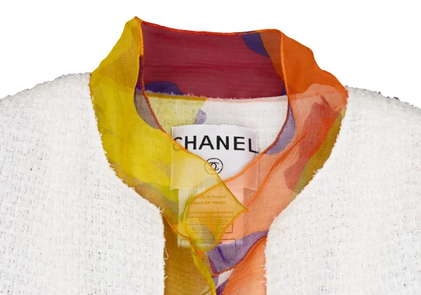 CHANEL Silk Layered Collarless Tweed Jacket K-166547_004
