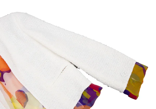 CHANEL Silk Layered Collarless Tweed Jacket K-166547_005