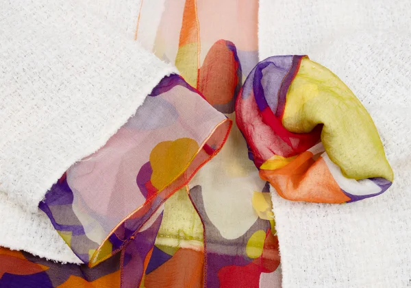 CHANEL Silk Layered Collarless Tweed Jacket K-166547_007