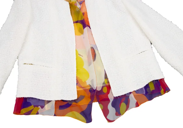 CHANEL Silk Layered Collarless Tweed Jacket K-166547_008