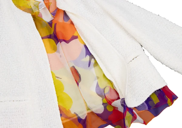 CHANEL Silk Layered Collarless Tweed Jacket K-166547_010