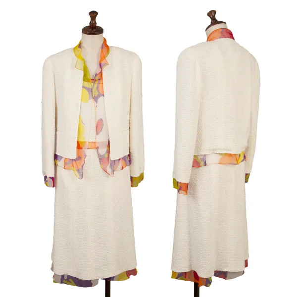 CHANEL Silk Layered Collarless Tweed Jacket K-166547_016