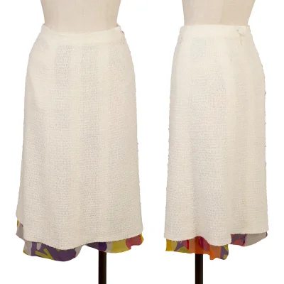 CHANEL Silk Layered Tweed Skirt